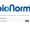 bioNorm: Login Verwaltungsebene der Website